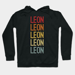 Leon Name Vintage Retro Pattern Hoodie